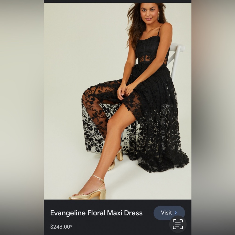 Altr'd State gorgeous black formal dress with flower detail